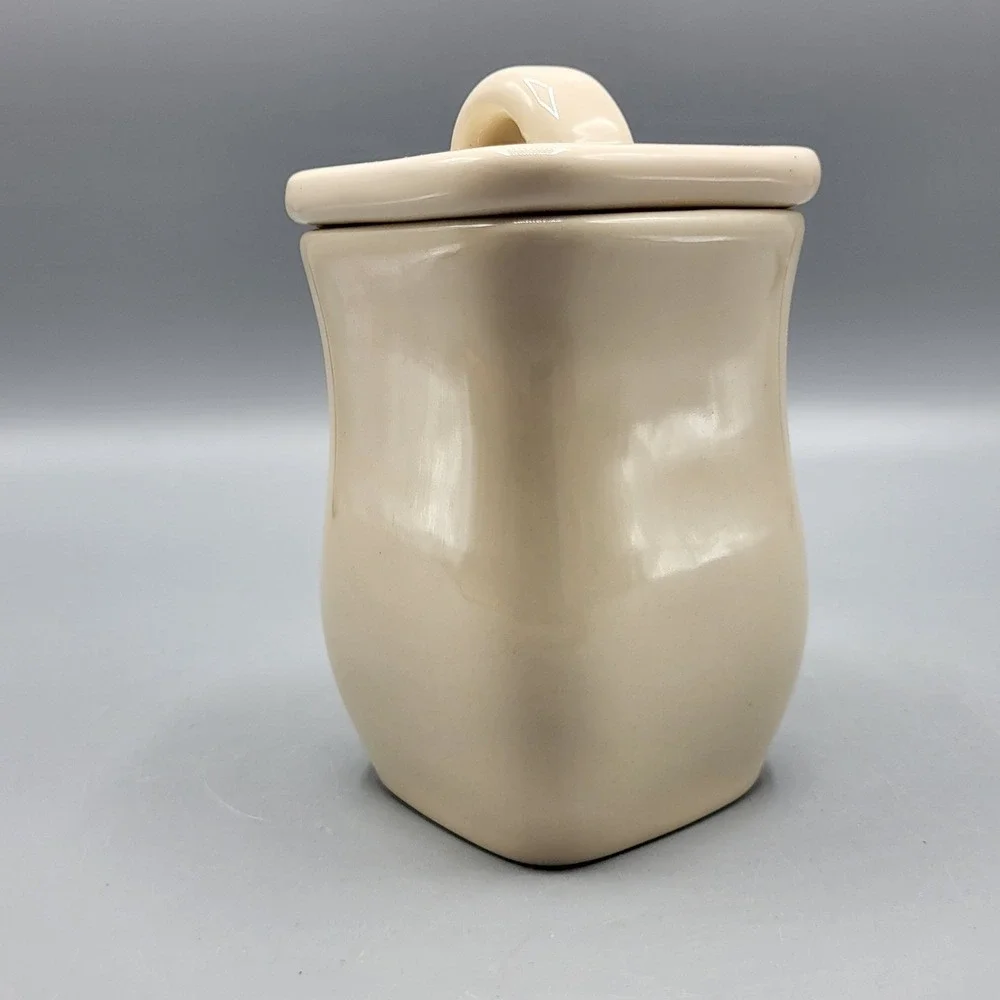Longaberger Mayonnaise Jar Ceramic Condiment Pot Lid Cream Farmhouse Replacement